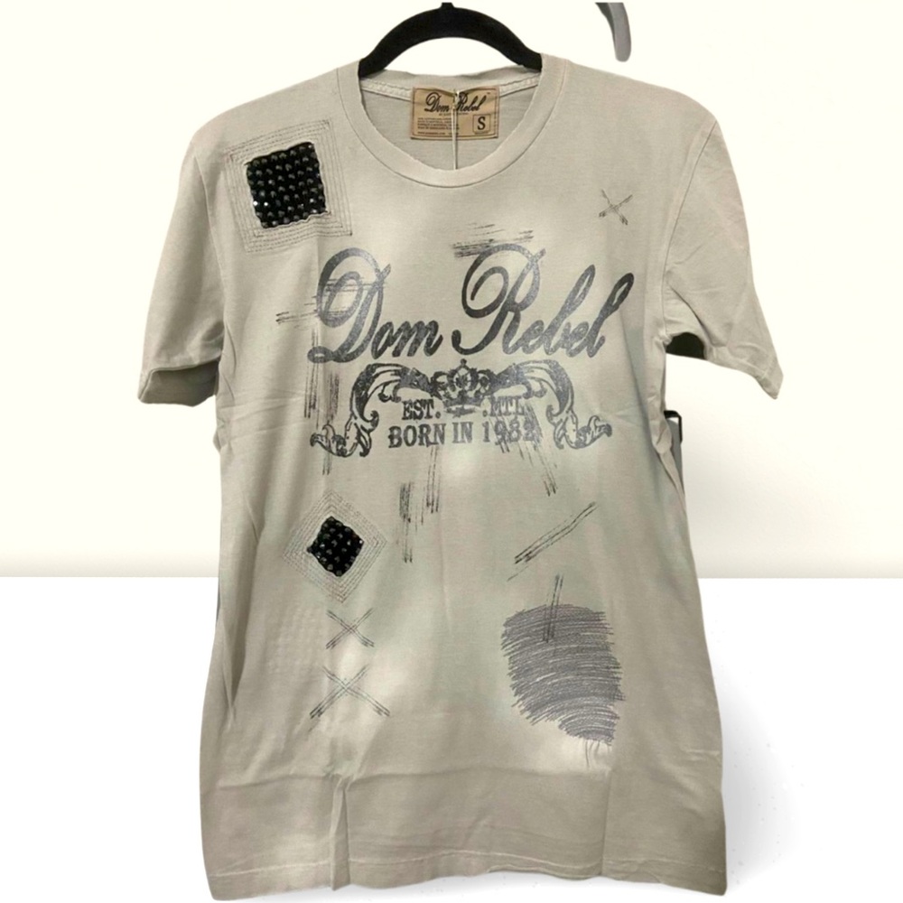 Vintage Dom Rebel Swarovski Crystals “Signature Classic Logo” T-shirt NWT